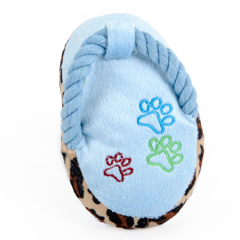 Dogs Toy Pet Blue Puppy Chew Play Cute Plush Slipper Shape