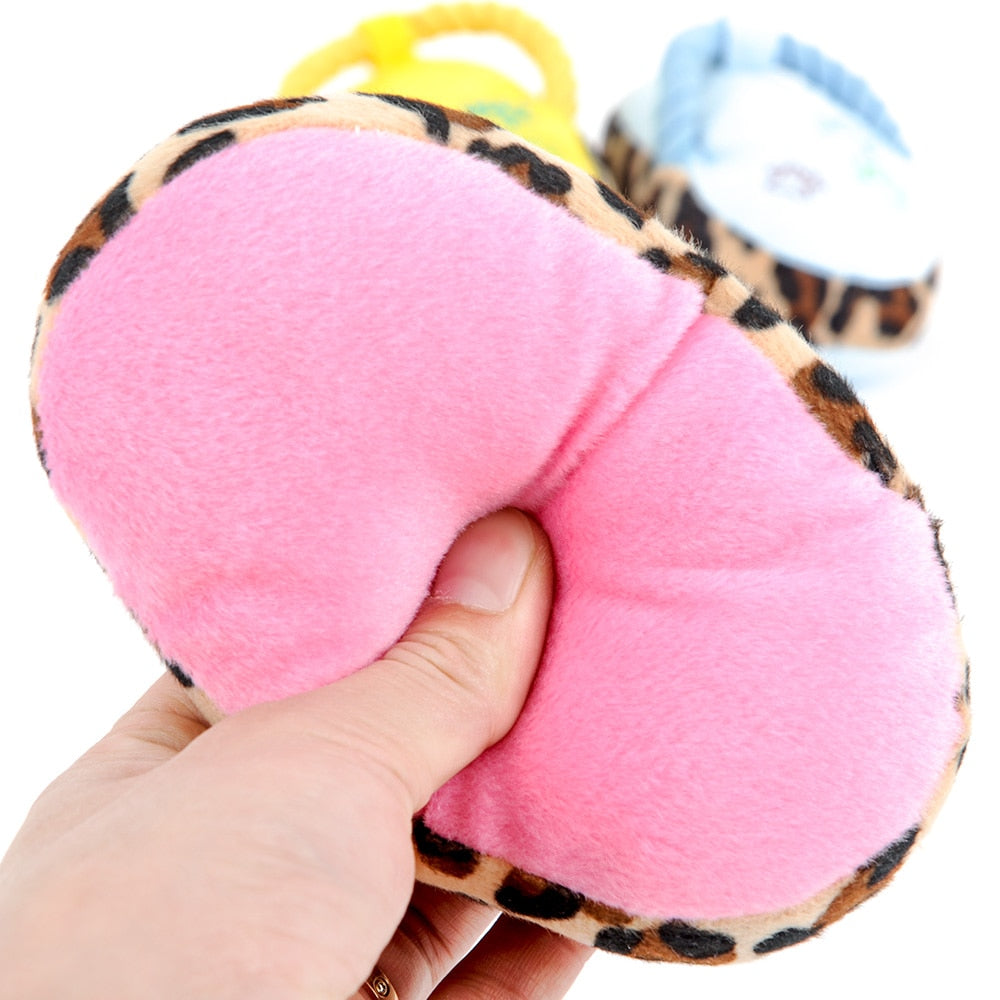 Dogs Toy Pet Blue Puppy Chew Play Cute Plush Slipper Shape