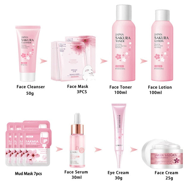 Facial Products Kit Sakura Skin Care Set