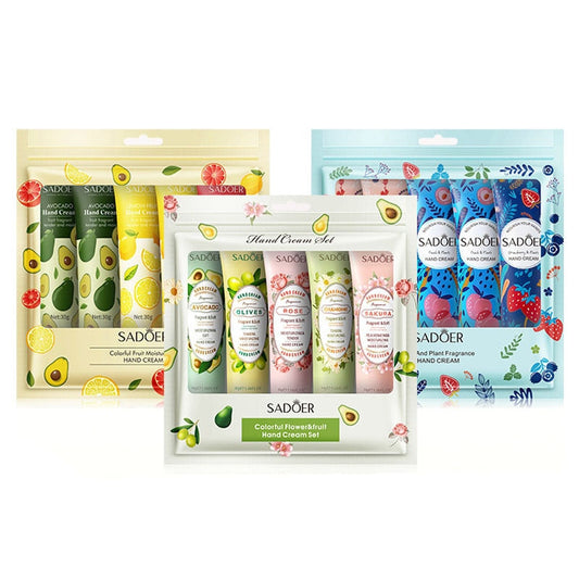 Fruit Plant Extract Hand Cream Set (5 Pieces) for Moisturizing and Repairing