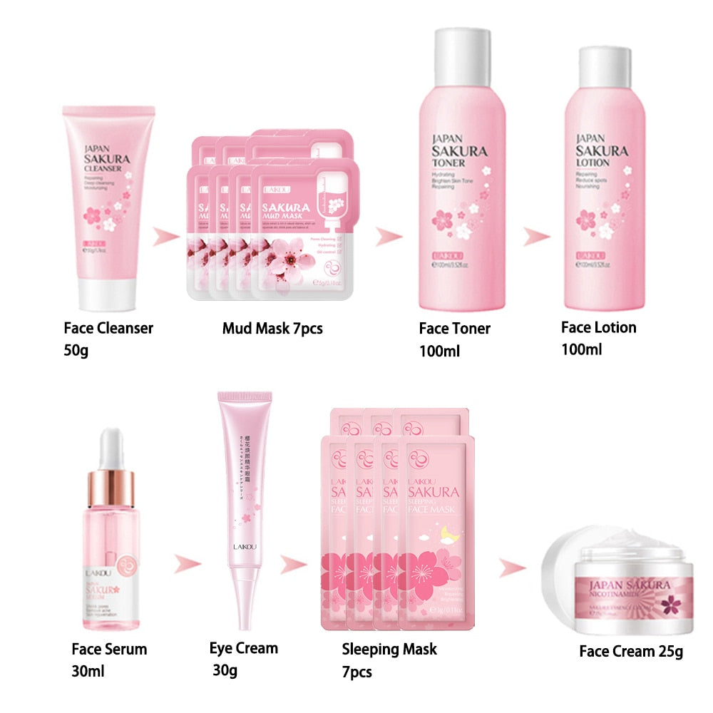 Facial Products Kit Sakura Skin Care Set